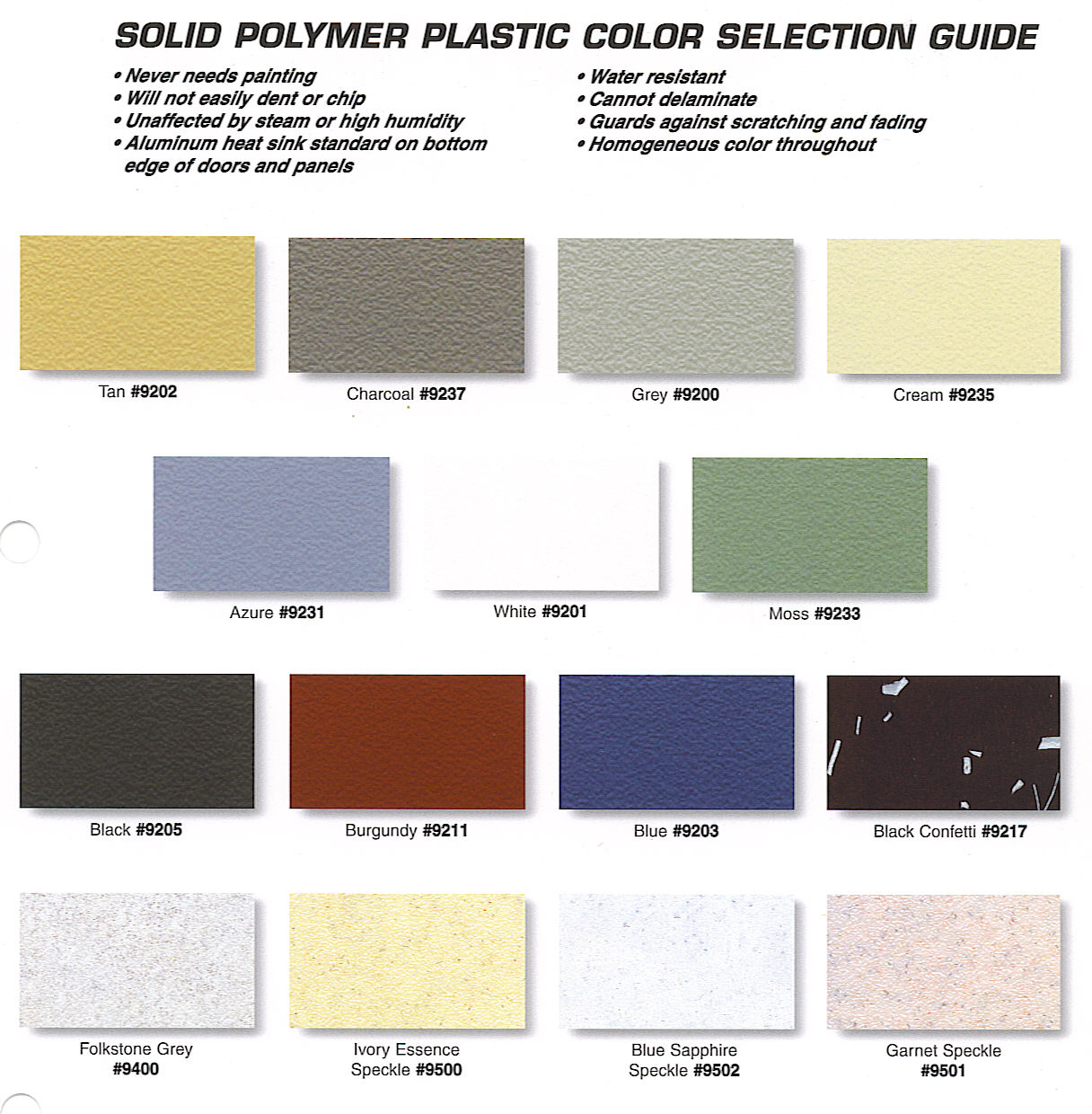 Global Toilet Partitions Color Chart